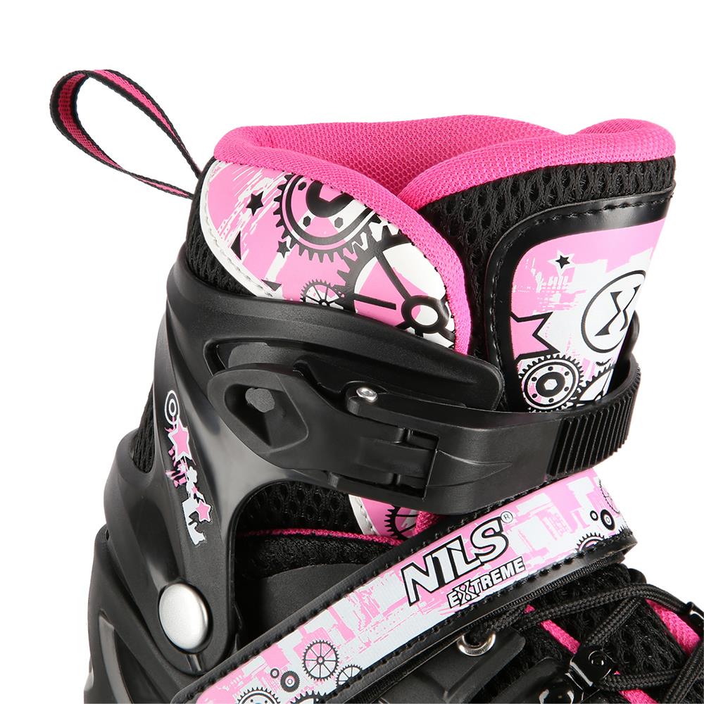 NILS EXTREME NH10905 4in1 LED Inliner Schlittschuhe Rollschuhe Gr. 35-38, Rosa, verstellbar