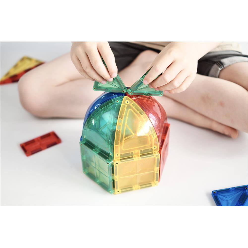 Cleverclixx Kuppel-Bausatz Knallfarben 47 Teile, gebogene Magnetbausteine, abwechslungsreiche Form