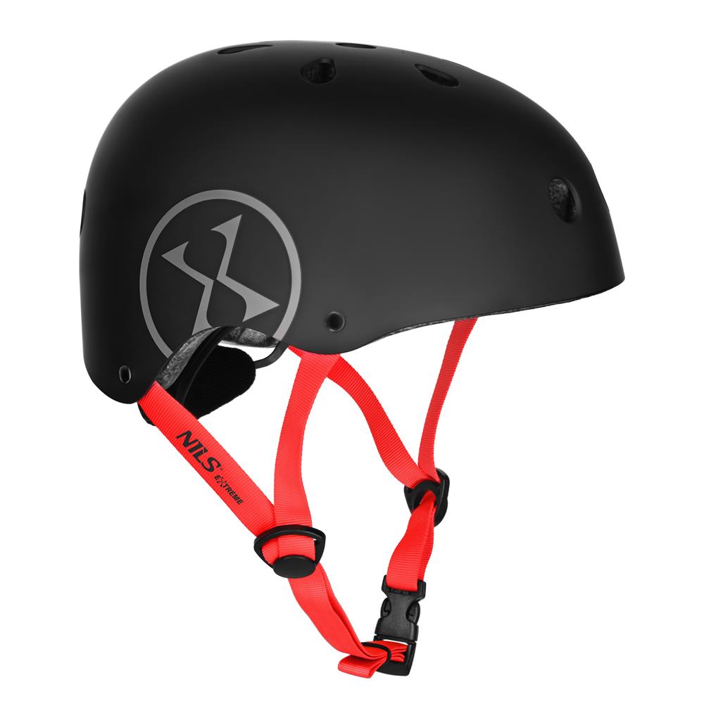 NILS EXTREME MTW001-2 Helm Größe S 52-56 cm Schwarz - Schutzhelm für Skateboard Inliner Roller Helm