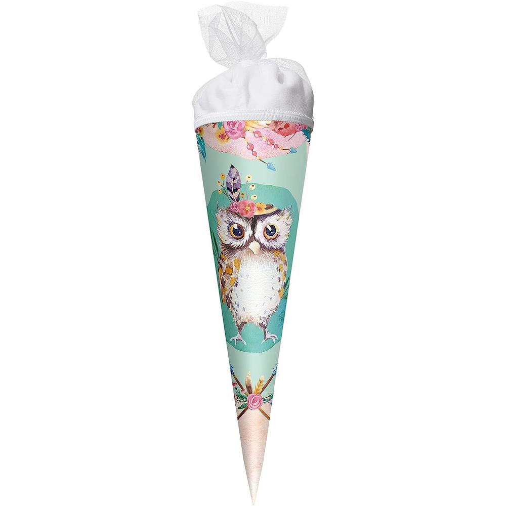 Roth Schultüte Eule Lieselotte, 35cm, rund, Tüllverschluss