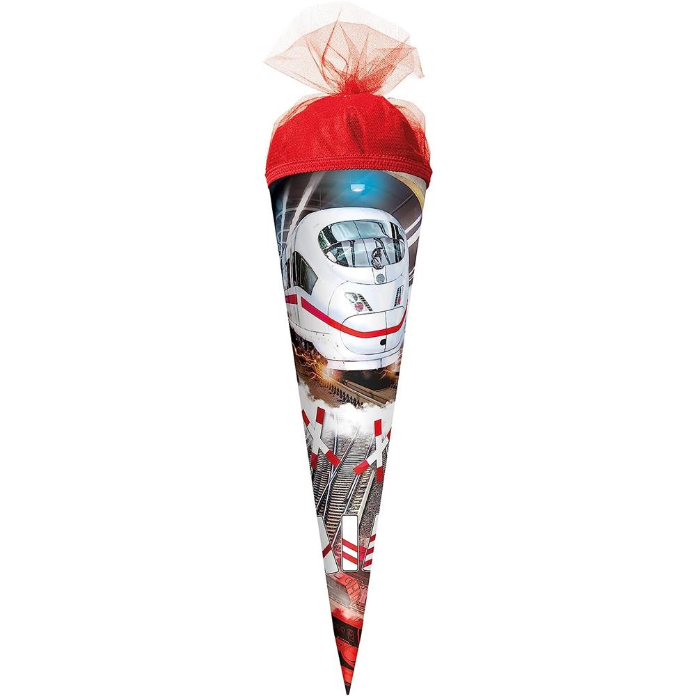 Roth Schultüte Schnellzug, 22cm, rund, Tüllverschluss