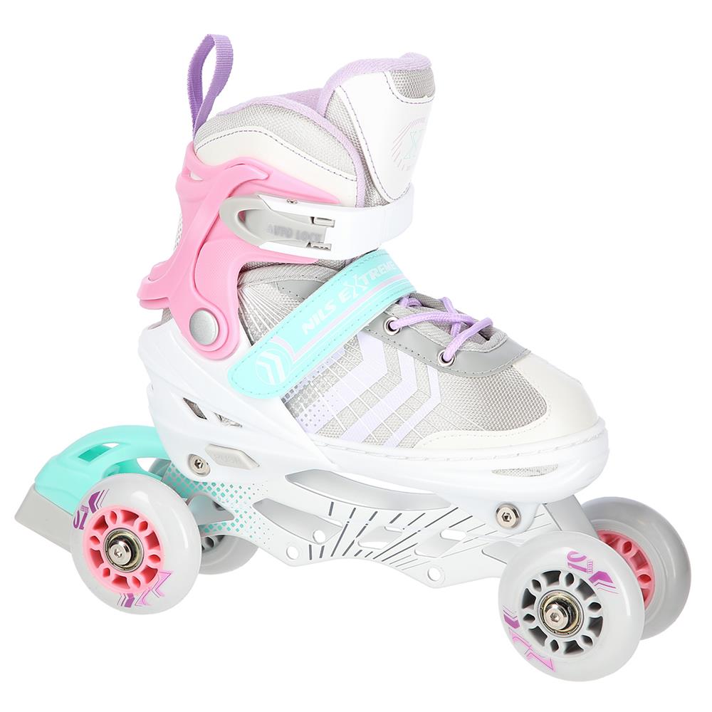 NILS EXTREME NH18192 4in1 Inliner Schlittschuhe Rollschuhe Gr. 29-33, Rosa, verstellbar