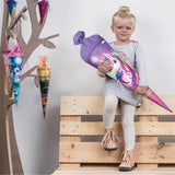 Roth Schultüte Einhornportrait, 70cm, rund, Rot(h)-Spitze, Filzverschluss