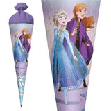 Roth Schultüte Disney Frozen mit Glitter, 70cm, rund, mit Rot(h)-Spitze und lilafarbigem Filz