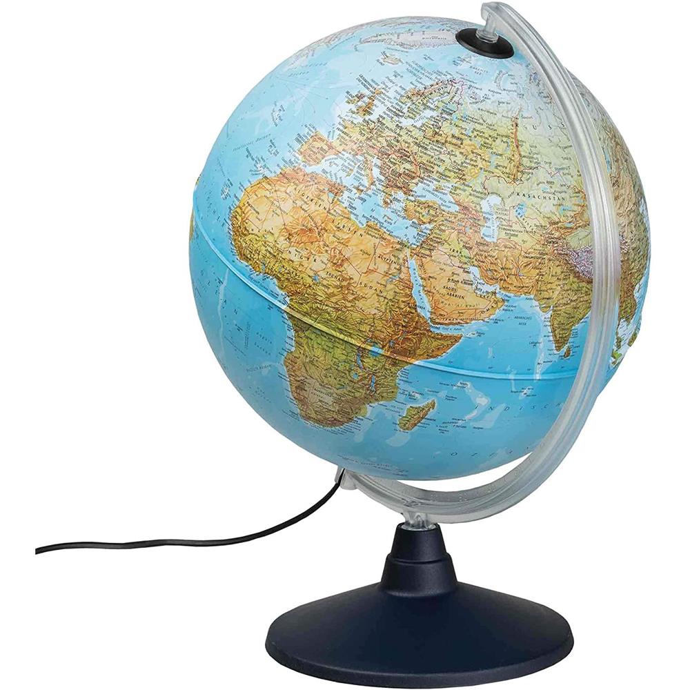Idena LED-Leuchtglobus, 30 cm, physisches und politisches Kartenbild, beleuchtet
