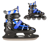 NILS EXTREME NH18366A 2in1 Inliner Schlittschuhe Kinder Gr. 31-34, Dunkelblau, verstellbar