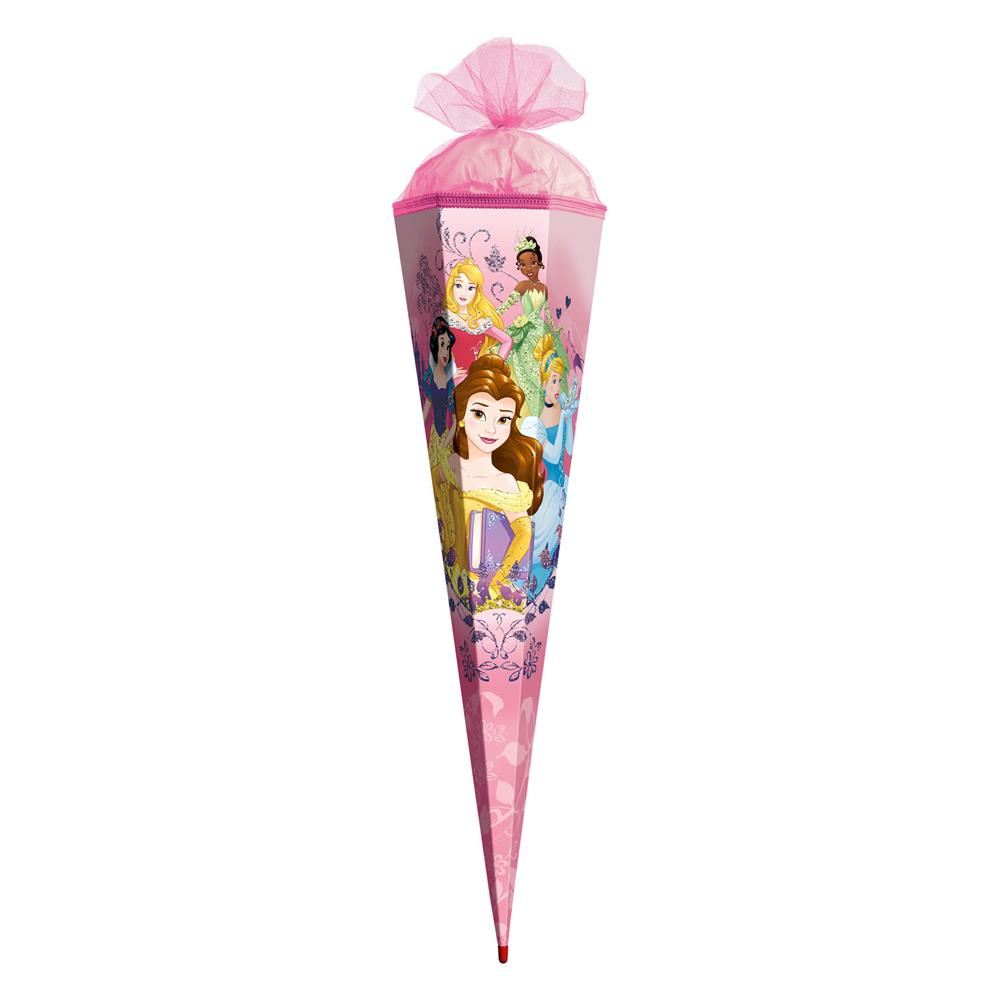 Roth Schultüte Disney Princess, 85cm, eckig, Rot(h)-Spitze, Tüllverschluss, Glitzer