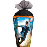 Roth Schultüte Fußballer/Soccer, 85cm, eckig, Rot(h)-Spitze, Tüllverschluss