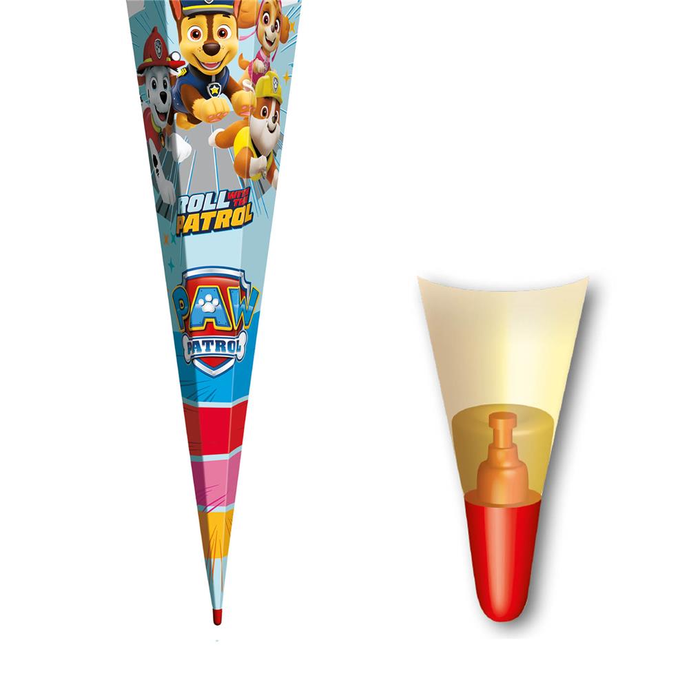Roth Schultüte Paw Patrol, 85cm, eckig, mit Rot(h)-Spitze und gelbem Tüllverschluss