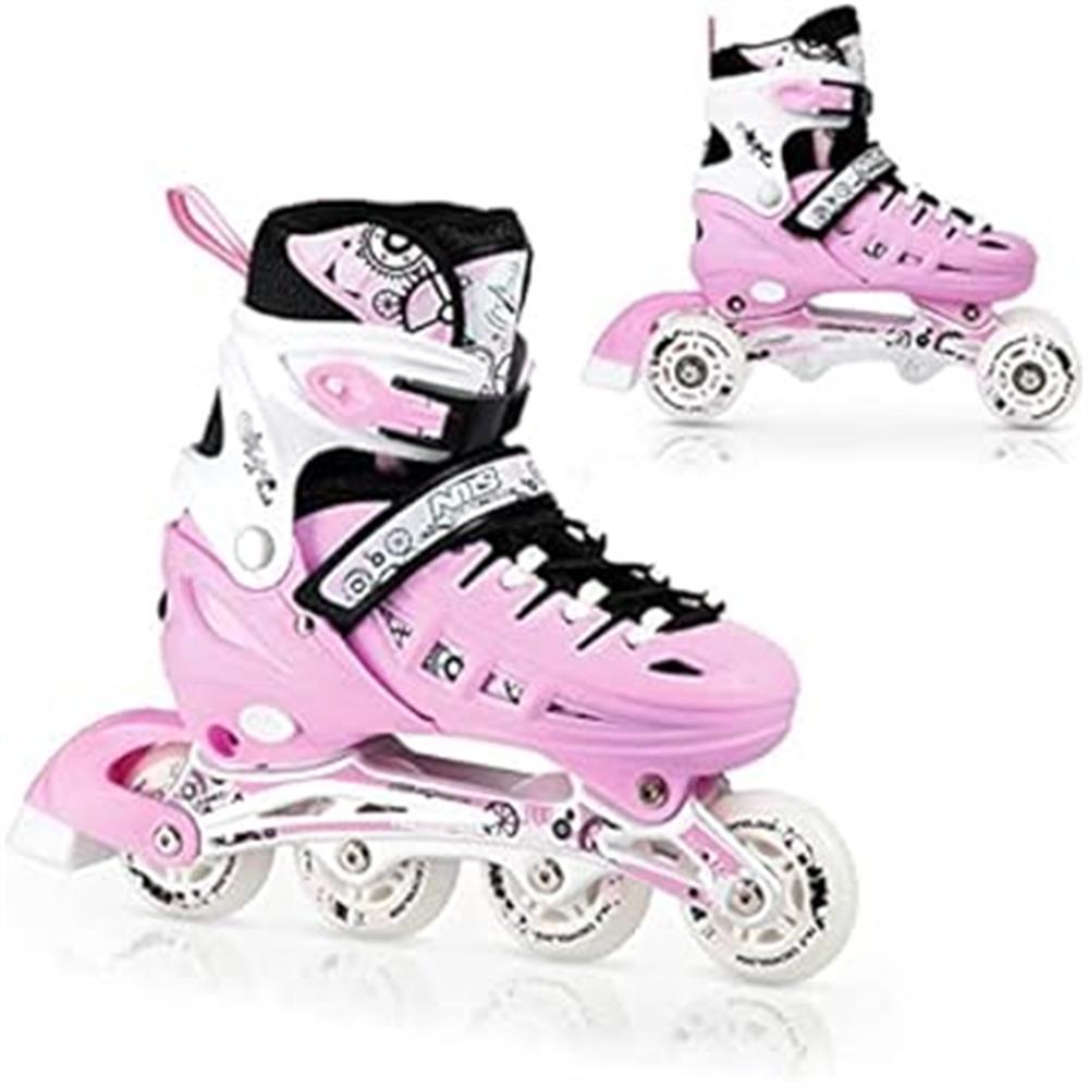 NILS EXTREME NH10905 4in1 Inliner Schlittschuhe Rollschuhe Gr. 35-38, Rosa, verstellbar