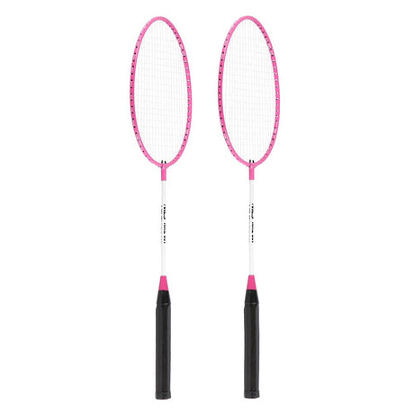 NILS Badminton Set 2 Schläger + Federball Stahl Racket Set Anfänger Farbe zufällig