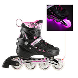 NILS EXTREME NH10905 4in1 LED Inliner Schlittschuhe Rollschuhe Gr. 35-38, Rosa, verstellbar