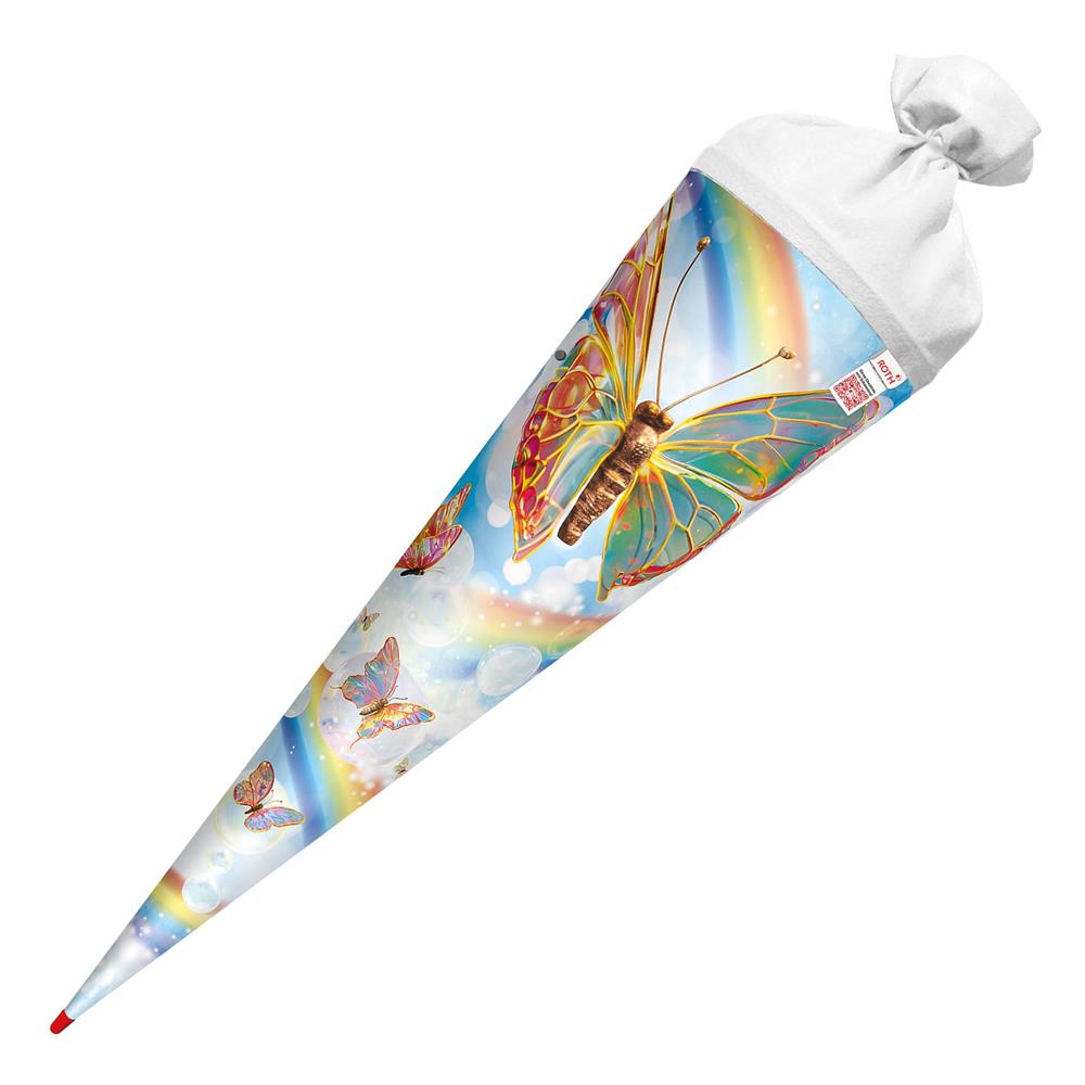Roth Schultüte Rainbow Butterfly, 70cm, rund, Rot(h)-Spitze, Filzverschluss, mit Sound