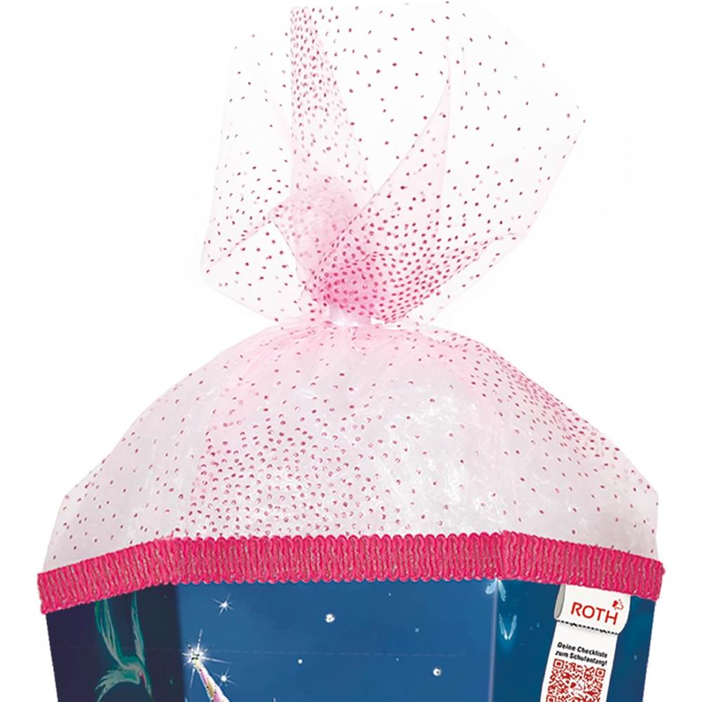 Roth Schultüte Magische Einhornreiterin, 85cm, eckig, Rot(h)-Spitze, Tüllverschluss, Glitzer