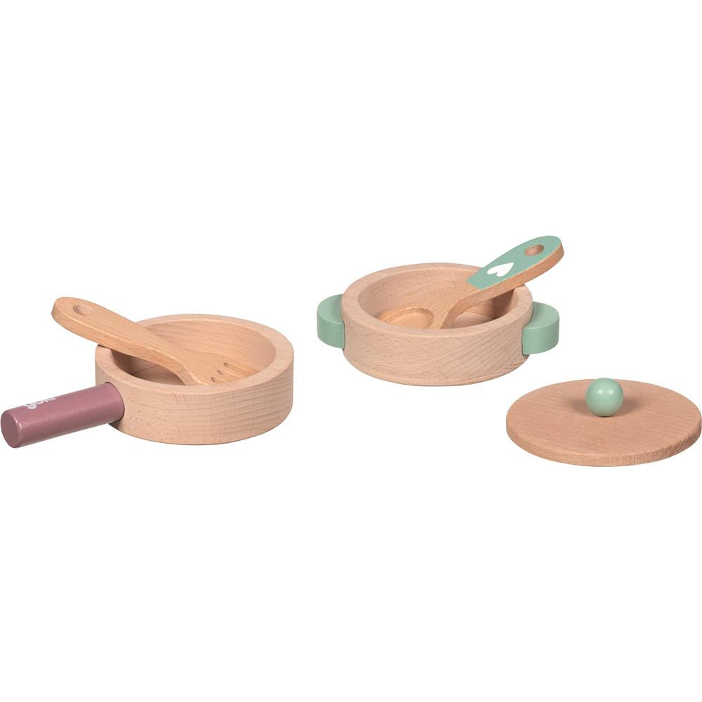 goki Kochset Küchenliebe – Holzspielzeug 5-teilig, für Kinder ab 2 Jahren