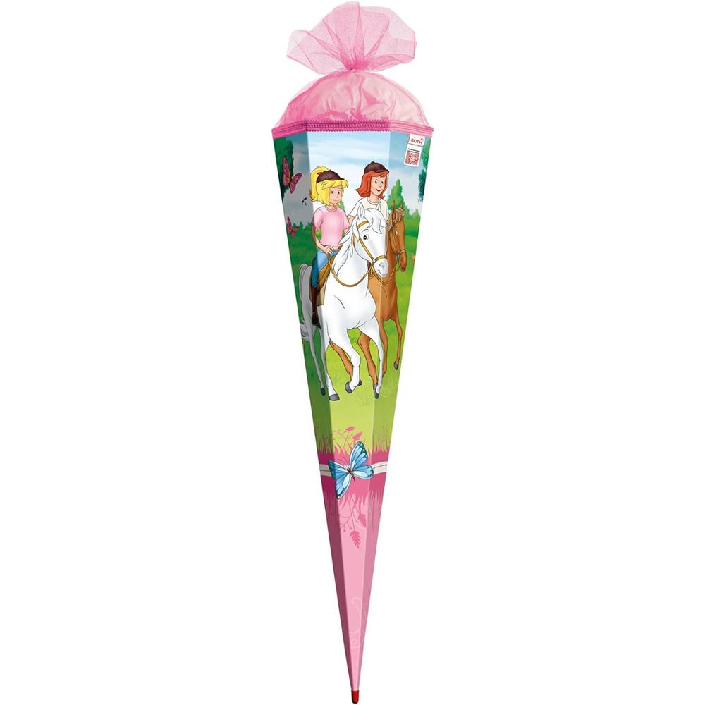 Roth Schultüte Bibi und Tina - Pferdefreunde, 85cm, eckig, Rot(h)-Spitze, Tüllverschluss