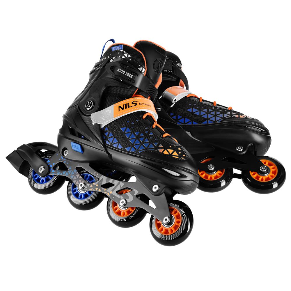 NILS EXTREME NH18190A BRAVE 2in1 Inliner Schlittschuhe Kinder Gr. 34-38, Blau, verstellbar