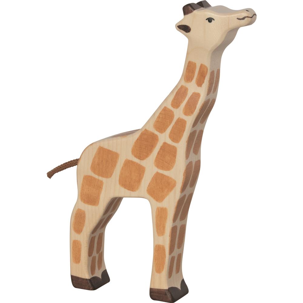 Holztiger Holzfigur - Giraffe mit hochgestrecktem Kopf, Holzspielzeug, ab 3 Jahren