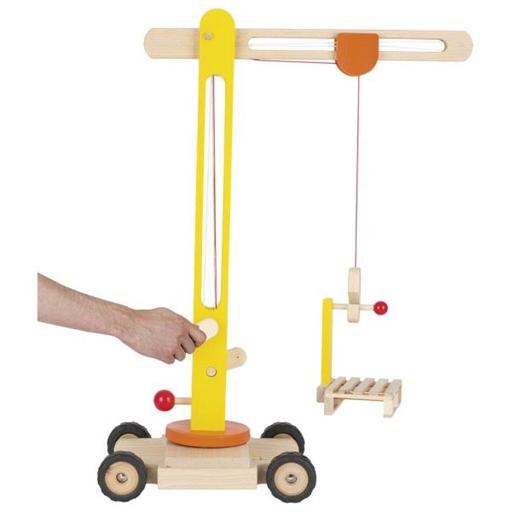 Goki Baufahrzeug aus Holz - Drehkran, 64 cm