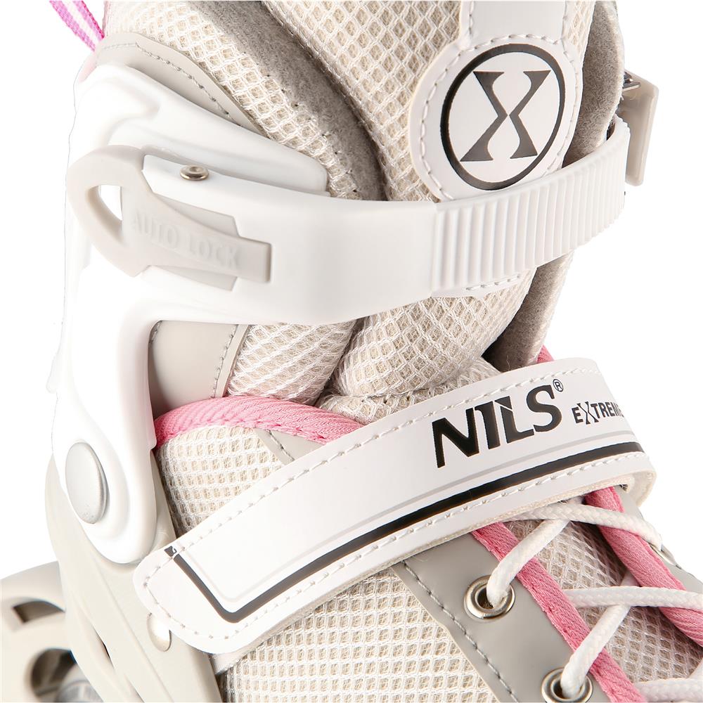 NILS EXTREME NH18188A 2in1 Inliner Schlittschuhe Gr. 39-43, Grau-Rosa, verstellbar