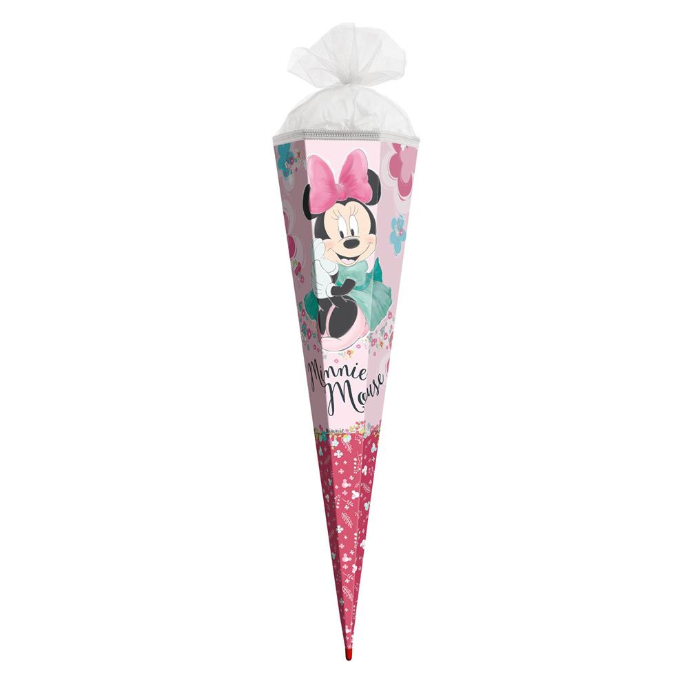 Roth Schultüte Disney Minnie Maus, 85cm, eckig, mit Rot(h)-Spitze und weißem Tüllverschluss
