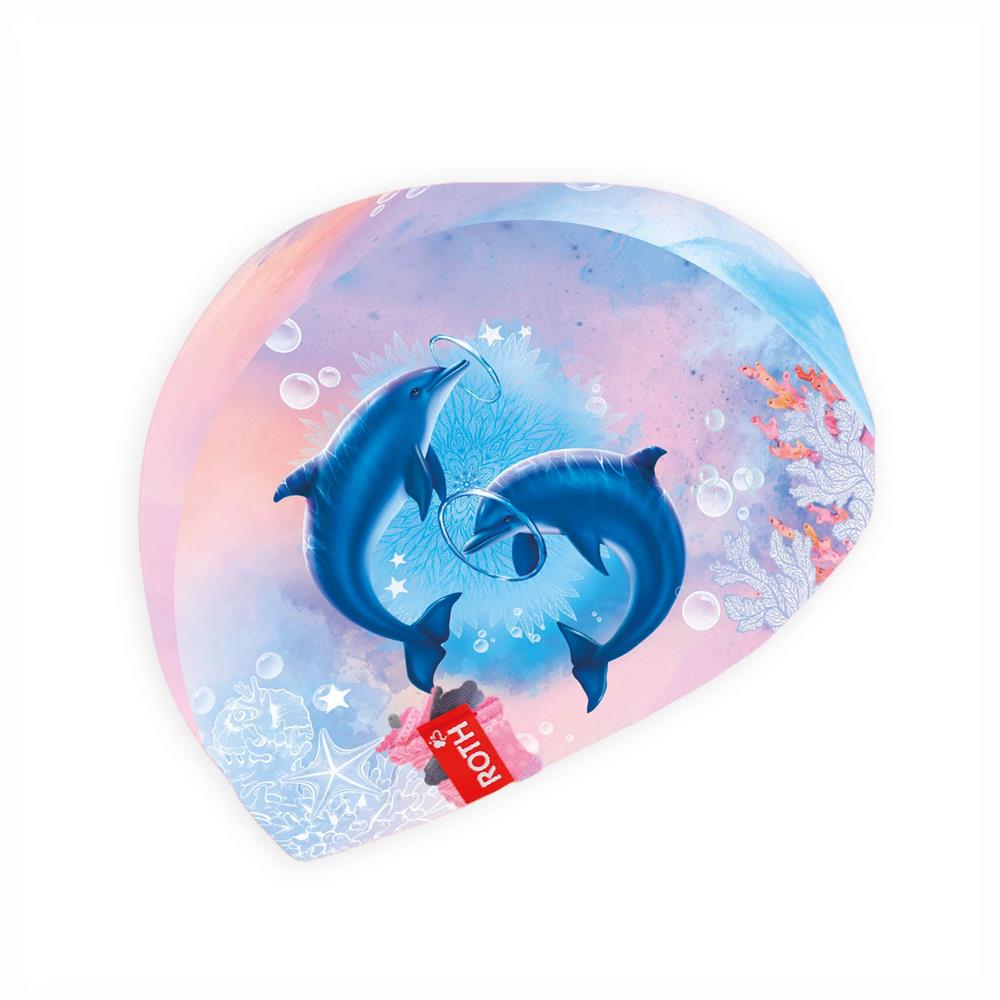 Roth Kinder-Badekappe, Delfine, aus Stoff, schnell trocknend, für den Schwimmunterricht