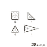 Cleverclixx Mini Tiles Pack Knallfarben 28 Teile, kompaktes Design für unterwegs ToGo, inklusive Aufbewahrungsbox, Magnetspielzeug