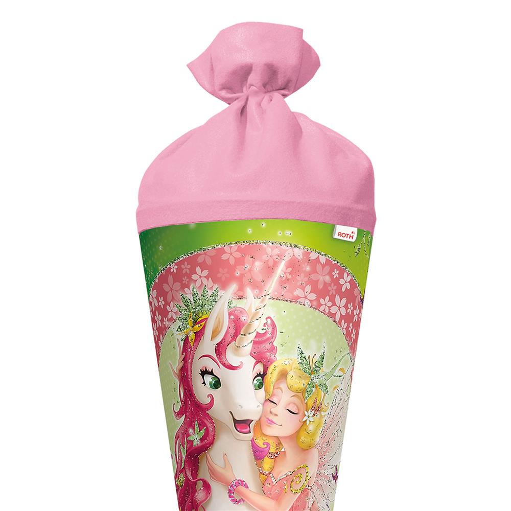 Roth Schultüte Einhornglück, 70cm, rund, Rot(h)-Spitze, Filzverschluss, Glitter