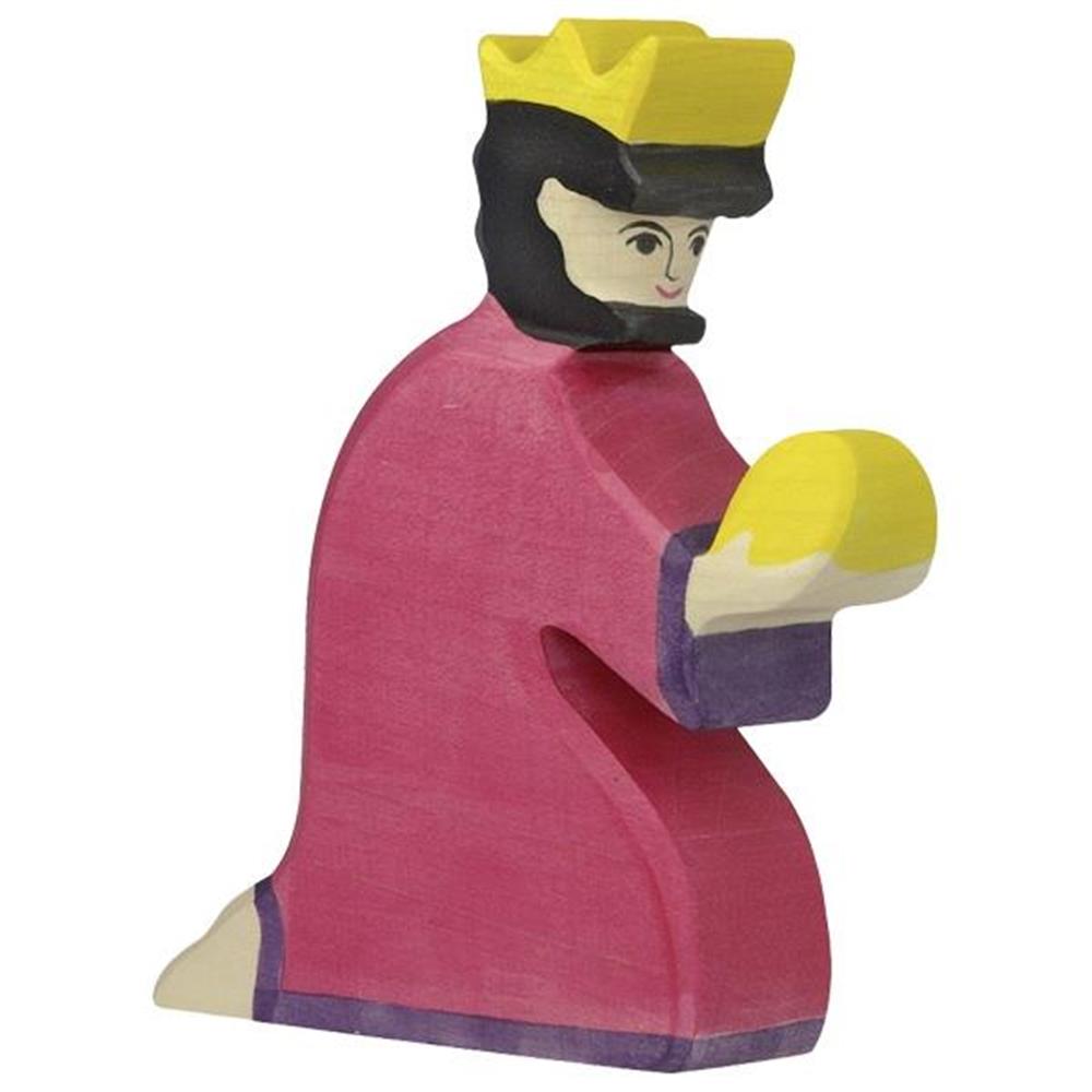 Holztiger Holzfigur - Balthasar, rot, Krippenfigur, Holzspielzeug, ab 3 Jahren