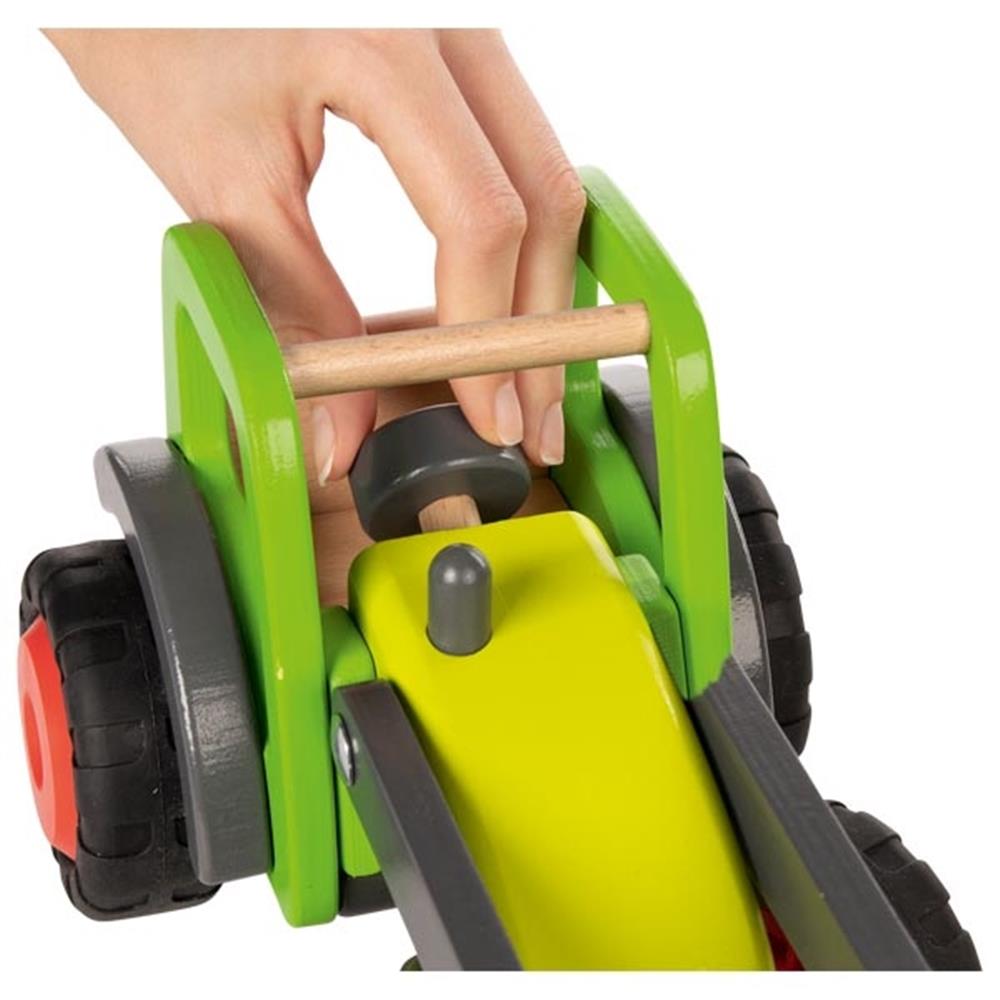 goki Bauernhoffahrzeug aus Holz - Traktor mit Anhänger