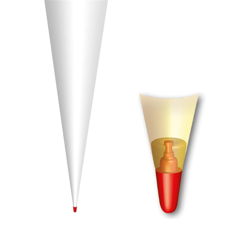 Roth Schultüte-Rohling/Basteltüte, weiß, 70cm, rund, Rot(h)-Spitze, mit Filzverschluss (gelb)