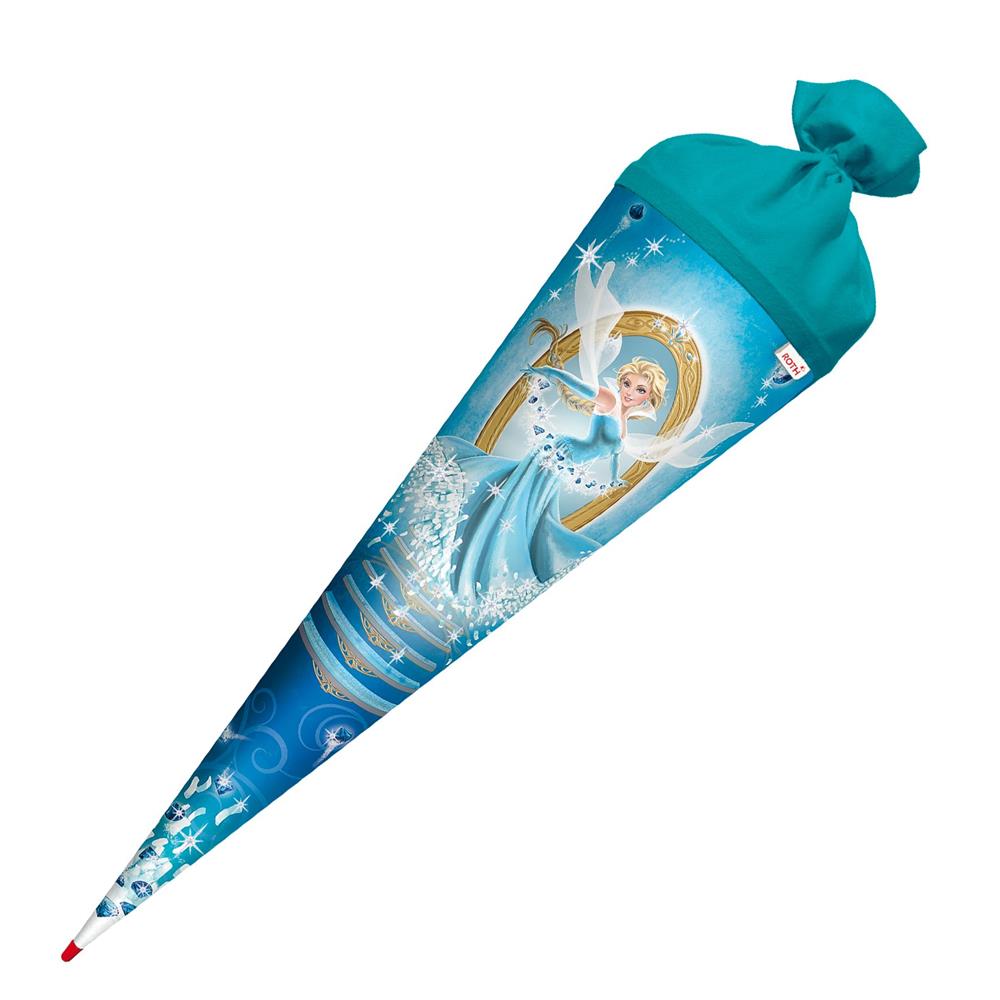 Roth Schultüte Kristallprinzessin, 70cm, rund, Rot(h)-Spitze, Filzverschluss, Glitter