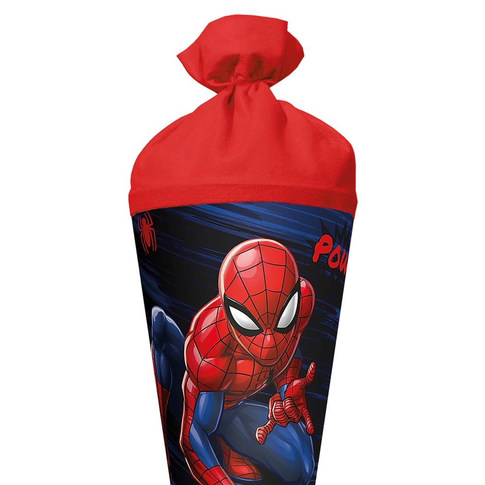 Roth Schultüte Marvel Spiderman, 70cm, rund, mit Rot(h)-Spitze und rotem Filzverschluss