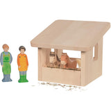 Holztiger Unterstand für Tiere, Bauernhof, Holzspielzeug, ab 3 Jahren