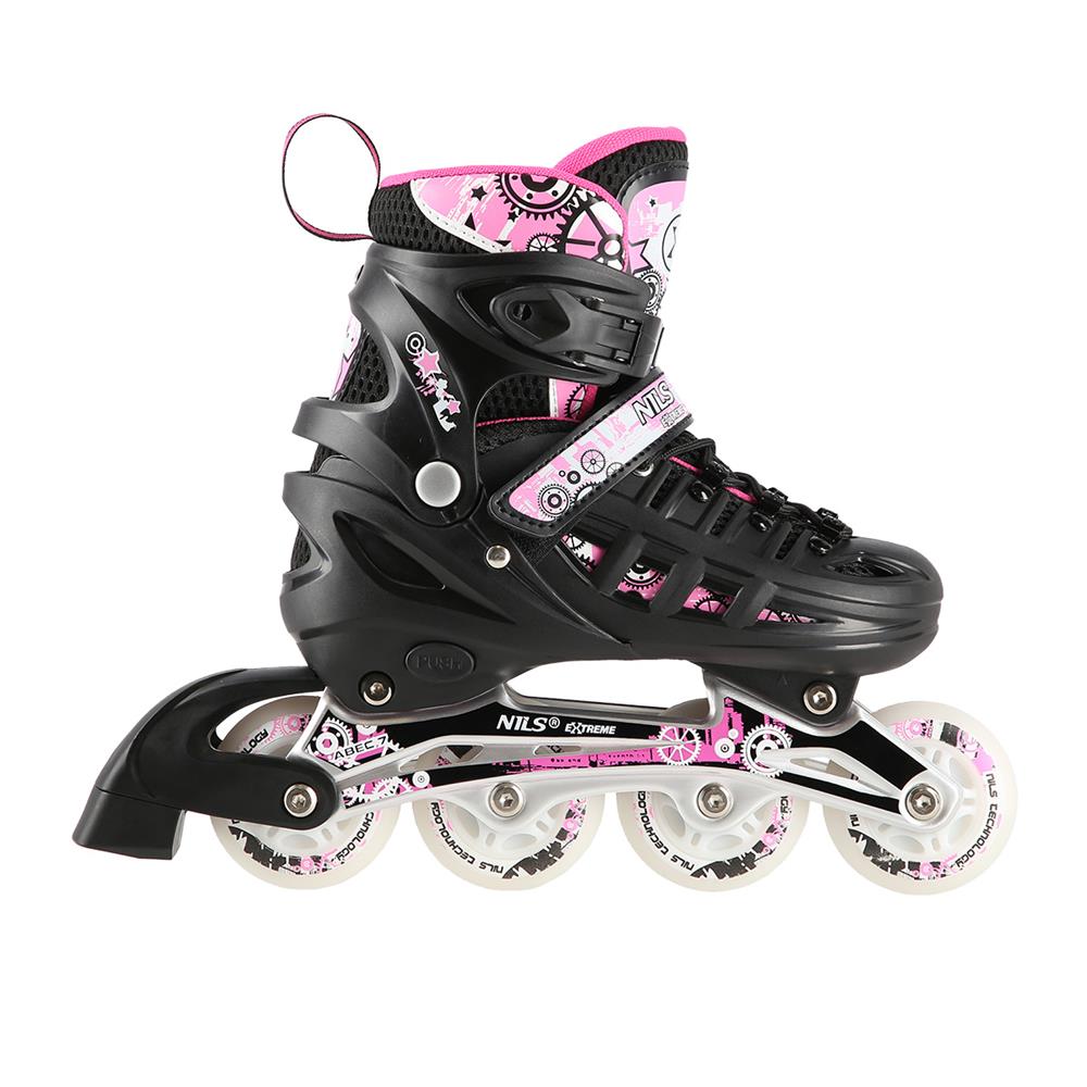 NILS EXTREME NH10905 4in1 LED Inliner Schlittschuhe Rollschuhe Gr. 35-38, Rosa, verstellbar