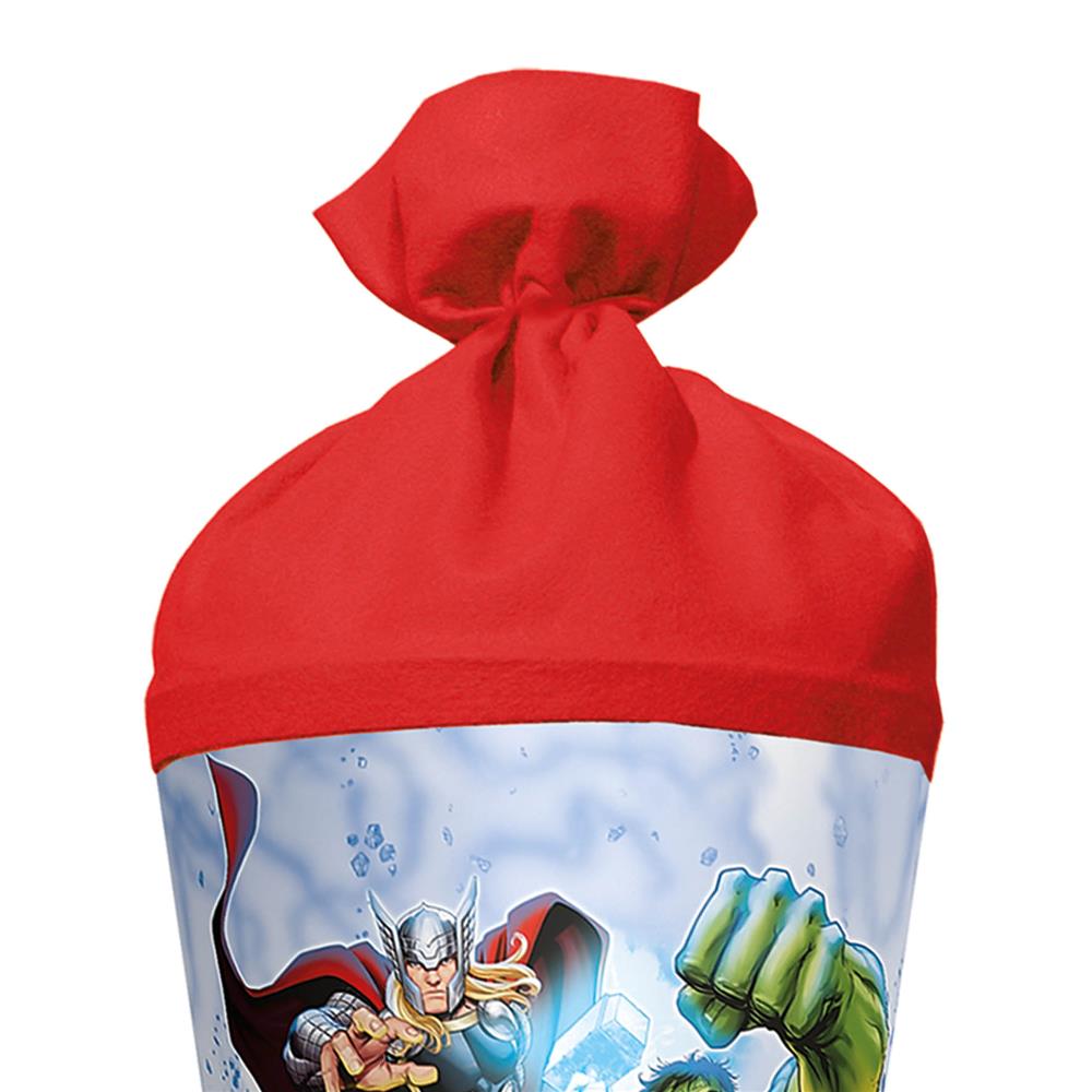 Roth Schultüte Marvel Avengers, 70cm, rund, mit Rot(h)-Spitze und rotem Filzverschluss