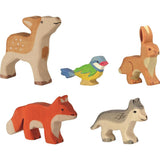 Holztiger Holzfiguren - Waldtiere 5er Set, Holzspielzeug, ab 3 Jahren