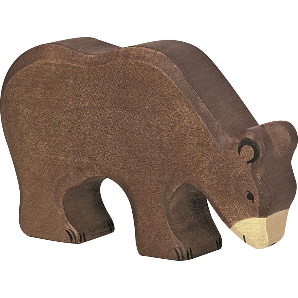 Holztiger Holzfigur - Braunbär, fressend, Holzspielzeug, ab 3 Jahren