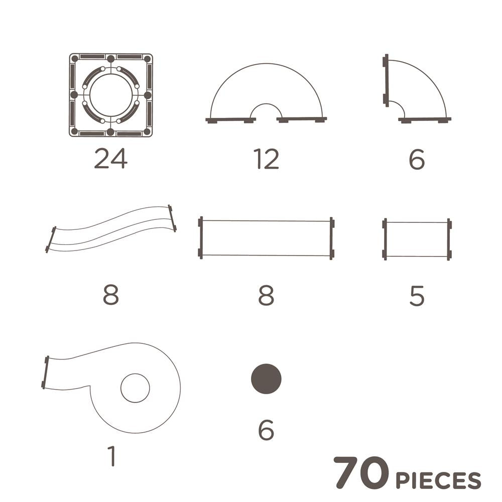 Cleverclixx Kugelbahn-Kreativ-Bausatz in Pastellfarben 70 Teile, Murmelbahn, Magnetspielzeug