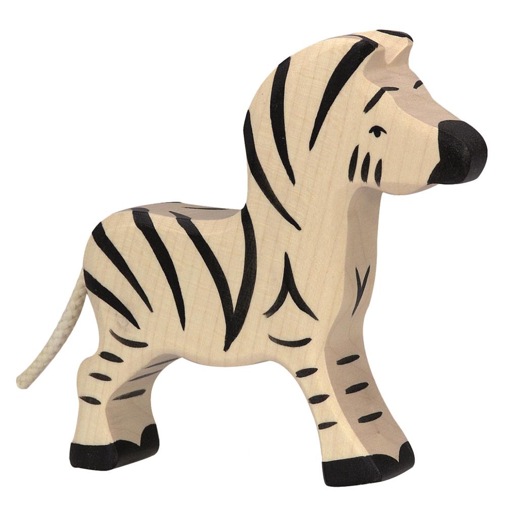 Holztiger Holzfigur - Zebra, klein, laufend, Holzspielzeug, ab 3 Jahren