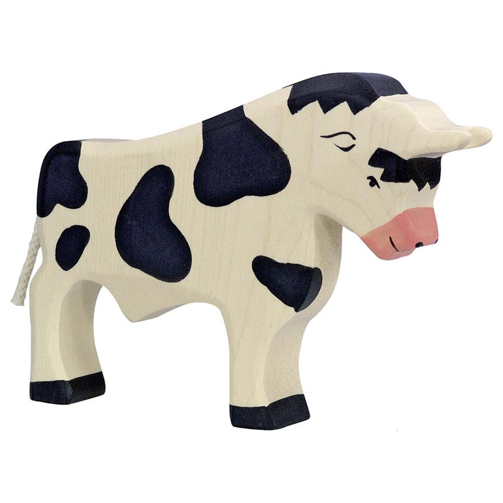 Holztiger Holzfigur - Stier, schwarz, Holzspielzeug, ab 3 Jahren
