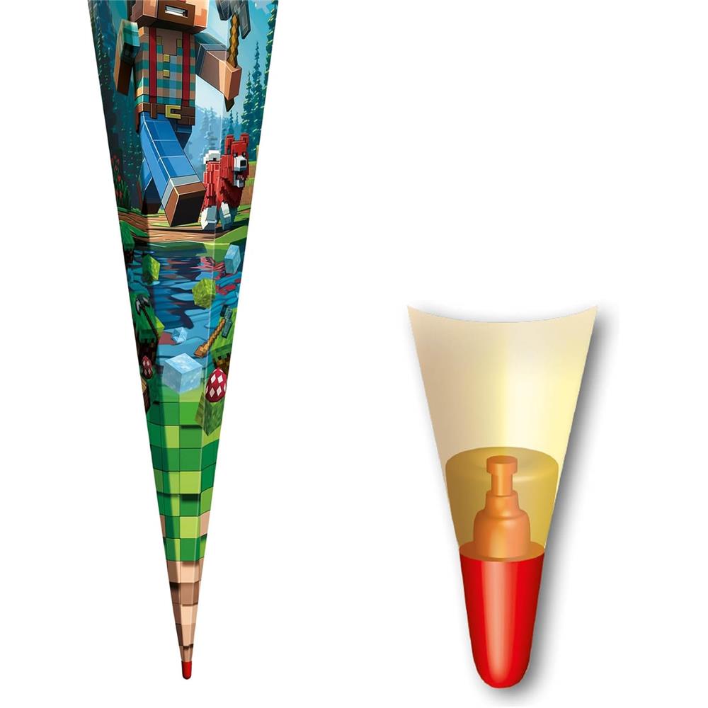 Roth Schultüte Block Game, 85cm, eckig, Rot(h)-Spitze, Tüllverschluss