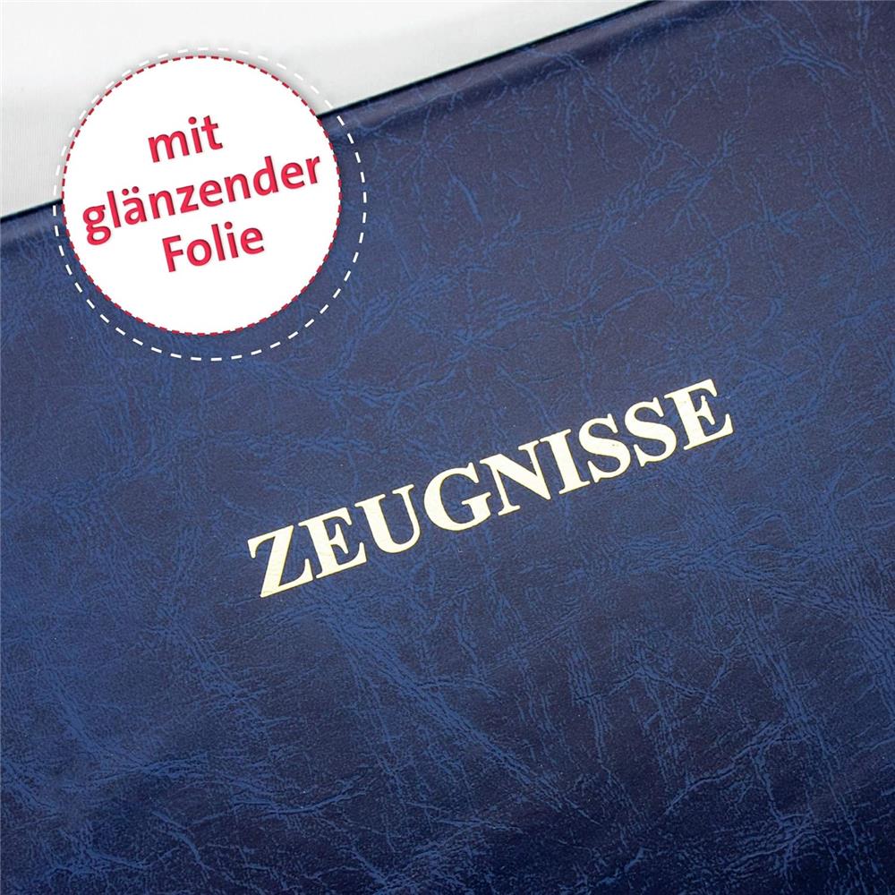 Roth Zeugnismappe in Lederoptik Dunkelblau, mit 12 A4 Klarsichthüllen, dokumentenecht