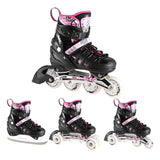 NILS EXTREME NH10905 4in1 LED Inliner Schlittschuhe Rollschuhe Gr. 35-38, Rosa, verstellbar