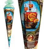 Roth Schultüte Piratenschiff, 85cm, eckig, Rot(h)-Spitze, Tüllverschluss