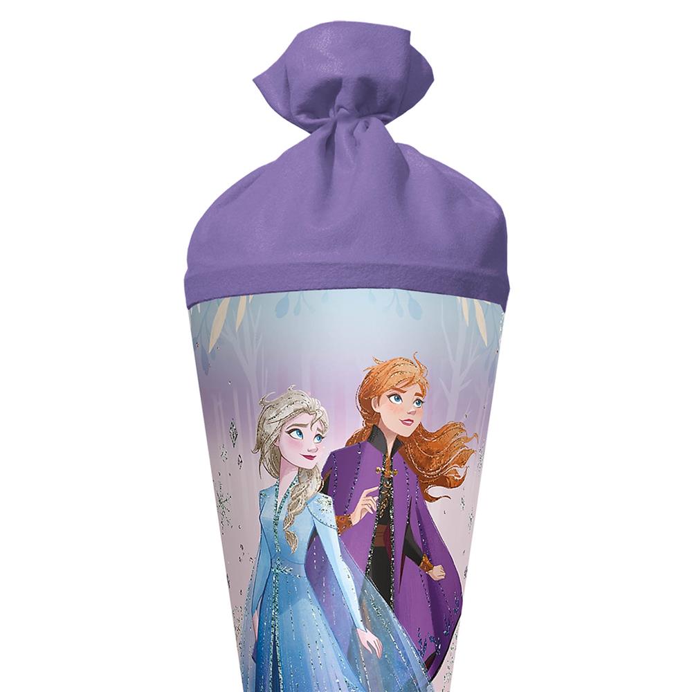 Roth Schultüte Disney Frozen mit Glitter, 70cm, rund, mit Rot(h)-Spitze und lilafarbigem Filz