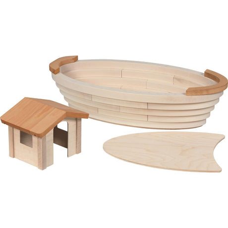 Holztiger Arche Noah mit abnehmbarer Kajüte, Holzspielzeug, ab 3 Jahren