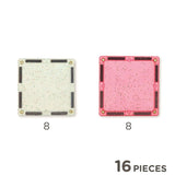 Cleverclixx Glitter Tiles Pack Transparent Rosa 16 Teile, magnetische Glitzer Bausteine, erweiterbare Sets