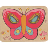 goki Schichtenpuzzle Schmetterling – Holzspielzeug 5-teilig, für Kinder ab 2 Jahren