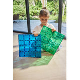 Cleverclixx Große Grundplatten Blau Grün 2er Set, Stabilisierung für Magnetbausteine, kompatibles Zubehör, große Bauweise